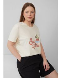 QS - Kurzarmshirt Baumwollshirt mit Frontprint - Lyst