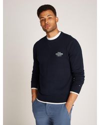 Tommy Hilfiger - Rundhalspullover GRAPHIC COTTON CREW mit Logostickerei - Lyst