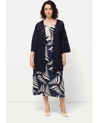 Ulla Popken - Strickjacke Struktur A-Linie V-Ausschnitt 3/4-Arm - Lyst