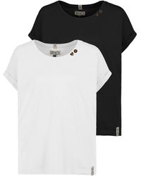 Sublevel - T-Shirt Set Rundhals mit Knöpfen bequem (2-tlg) 2er-Pack Design-shirts - Lyst