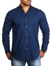 Carisma - Langarmhemd Leinen Baumwoll Mix Casual Hemd 8529 Regular Button-Down-Kragen Langarm Uni - Lyst