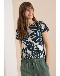 Cecil - T-Shirt Im Angenehmen Materialmix - Lyst