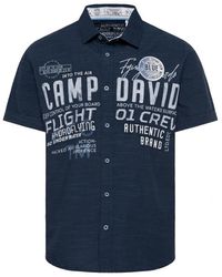 Camp David - Kurzarmhemd mit Label-Stickereien - Lyst