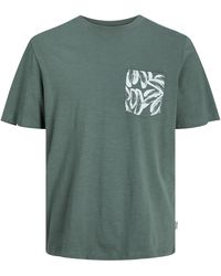 Jack & Jones - Rundhalsshirt Große Größen T-Shirt salbeigrün Brusttasche JORLAFAYETTE - Lyst
