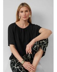 S.oliver - Kurzarmshirt Chiffonshirt im Loose Fit mit Jerseyfutter Raffung - Lyst