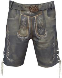 Ramona Lippert - Trachtenlederhose Maximilian kurze Hose grau mit Gürtel Größe 44-60 - Lyst
