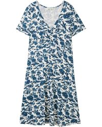 Tom Tailor - Sommerkleid easy jersey dress, blue abstract floral design - Lyst