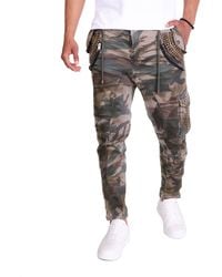 KINGZ - Cargohose Lässige Freizeithose Military Camouflage S - Lyst