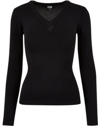 Urban Classics - Kapuzenpullover Ladies Knitted V-Neck Sweater (1-tlg) - Lyst