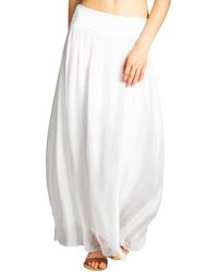 Caspar - Faltenrock RO025 eleganter leichter Sommer Rock Seidenanteil mit figurfreundlichem Stretch Bund - Lyst