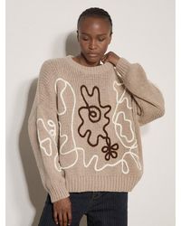 Apricot - Strickpullover Oversized-Pullover Mit Cornelli-Stickerei Mit U-Boot-Ausschnitt - Lyst