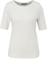 Comma, - Kurzarmshirt Geripptes T-Shirt mit Rundhalsausschnitt - Lyst