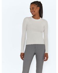 Noisy May - Slim Fit Stretch Strickpullover Gerippt NMSHI 4253 in Weiß - Lyst