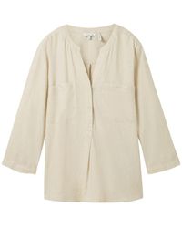 Tom Tailor - Blusenshirt easy shape blouse with linen, summer beige - Lyst