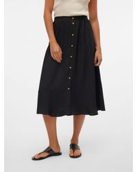 Vero Moda - Maxirock VMMELANEY HW BUTTON CALF SKIRT WVN NOOS - Lyst