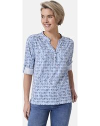 STOOKER WOMEN - /-- MARIE Print T- 3/4-Arm Regular Fit Slub Yarn Baumwolle Henley Shirt Knopfleiste - Lyst