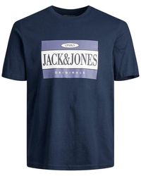 Jack & Jones - & Rundhalsshirt Große Größen T-Shirt navy cooler Retro-Print Jack&Jones - Lyst