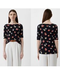 Ralph Lauren - Floral Print U-Boat Neck Top Petite Bluse Shirt T - Lyst