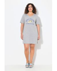 Ulla Popken - Jerseykleid Zitronen A-Linie V-Ausschnitt Halbarm - Lyst
