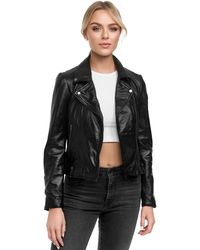 Tazzio - Lederjacke F509 Leder Jacke mit coolen Zipper-Details & Reverskragen - Lyst