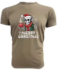 Paulgos - Print- T-Shirt "Skelett Musik und Kaffee Modell 1 - Lyst