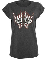 Youth Designz - Print- "Skelett Hand Rock" T-Shirt Statement Geschenk Frauen Motiv - Lyst