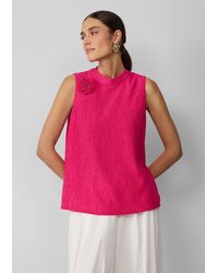 S.oliver - Strukturiertes Blusentop mit abnehmbarer Brosche Schmuck-Detail - Lyst