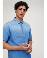 S.oliver - Kurzarmhemd Slim: Hemd aus Leinenmix Waschung - Lyst