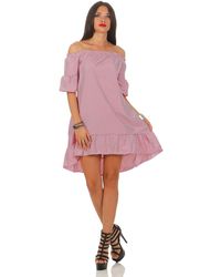 Mississhop - Kleid Luftiges Off-Shoulder Sommerkleid mit Vertikalen Schtreifen M.199 - Lyst