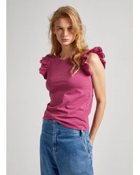 Pepe Jeans - T-Shirt LINDSAY mit Rüschen - Lyst