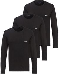 BOSS - Langarmshirt longsleeve-Shirt R-Neck Classic COTTON 3pcs/pack (3-tlg) mit Logo-Schriftzug - Lyst