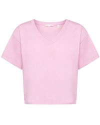 Edc By Esprit - T-Shirt mit V-Ausschnitt aus Baumwolle (1-tlg) - Lyst