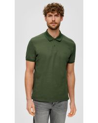 S.oliver - Kurzarmshirt Poloshirt mit Druckknöpfen Label-Patch - Lyst