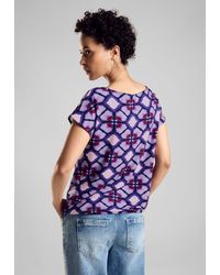 Street One - Print Materialmix T-Shirt in Bellflower (1-tlg) Gummizugsaum - Lyst
