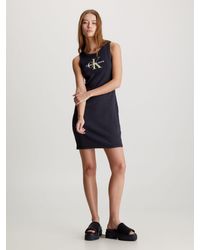 Calvin Klein - Blusenkleid ARCHIVAL MONOLOGO RIB TANK DRESS mit Logoschriftzug - Lyst