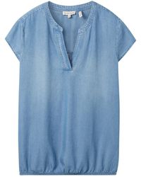 Tom Tailor - Blusenshirt shortsleeve blouse look, Clean Mid Stone Blue Denim - Lyst