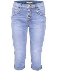Jewelly - Regular-fit- Capri Jeans im Crash-Look, Boyfriend Hose mit - Lyst