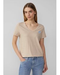 S.oliver - Shirttop T-Shirt mit V-Ausschnitt und Print-Detail - Lyst