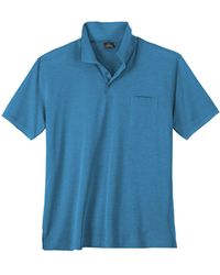 RAGMAN - Softknit Poloshirt Übergröße aquablau melange - Lyst