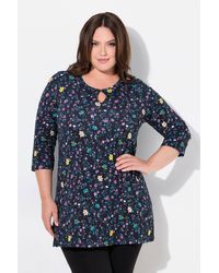 Ulla Popken - Longshirt Blüten A-Linie Rundhals 3/4-Arm - Lyst