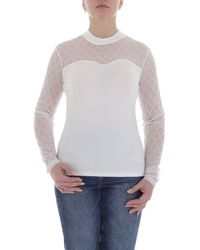 Ital-Design - Langarmbluse Elegant Glitzer Transparent Top & Shirt in Weiß - Lyst
