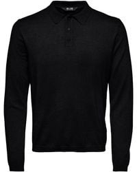 Only & Sons - Strickpullover Polo Langarm Shirt Basic Pullover ONSWYLER 5426 in Schwarz - Lyst
