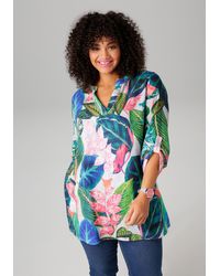 Aniston PLUS - Longbluse mit großflächigen, tropischen Blättern bedruckt - Lyst