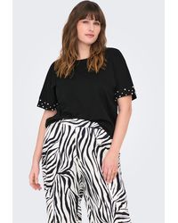 Only Carmakoma - Kurzarmshirt CAROLIVIA /S LOOSE O-NECK TOP JRS mit Zierperlen - Lyst