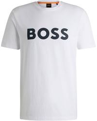 BOSS - ORANGE T-Shirt Thinking 1 10246016 01 mit großem BOSS Druck auf der Brust - Lyst