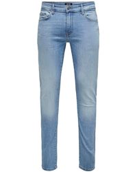 Only & Sons - Slim Fit Jeans Hose Stretch Denim Pants ONSLOOM 6818 in Hellblau - Lyst