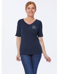 Sarah Kern - T-Shirt Rippshirt figurbetont mit SK-Logo - Lyst