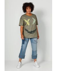 Angel of Style - Rundhalsshirt T-Shirt großer Print cold dyed Rundhals Halbarm - Lyst