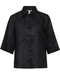 Street One - Blusenshirt LS_Office_Solid shirtcollar bl, Black - Lyst