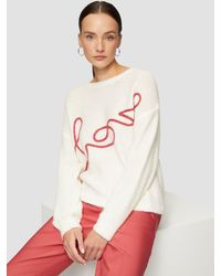 S.oliver - Strickpullover Locker gestrickter Pullover aus Alpakamix mit Love-Schriftzug Applikation - Lyst